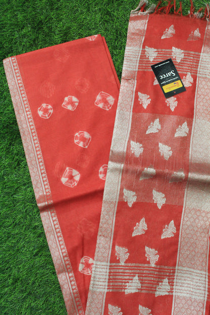 Designer saree with silver zari butterfly and bandhani print