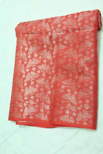 Designer saree with silver zari butterfly and bandhani print