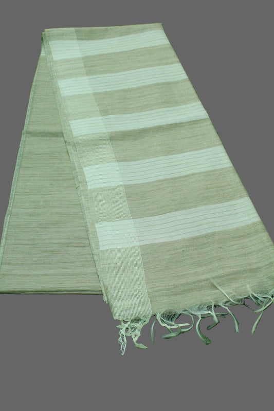 Silk Saree with White pattern & border in cream color