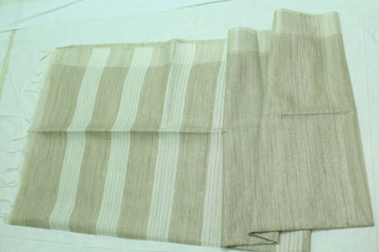 Silk Saree with White pattern & border in cream color