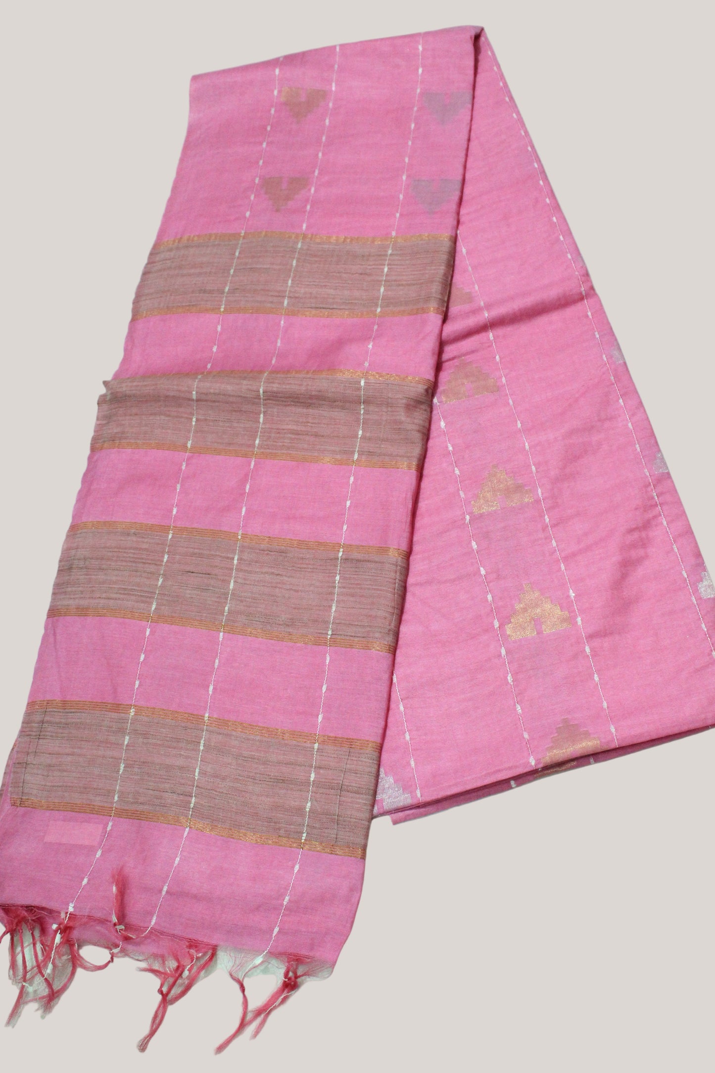 Temple buta without border pink color kota silk Saree
