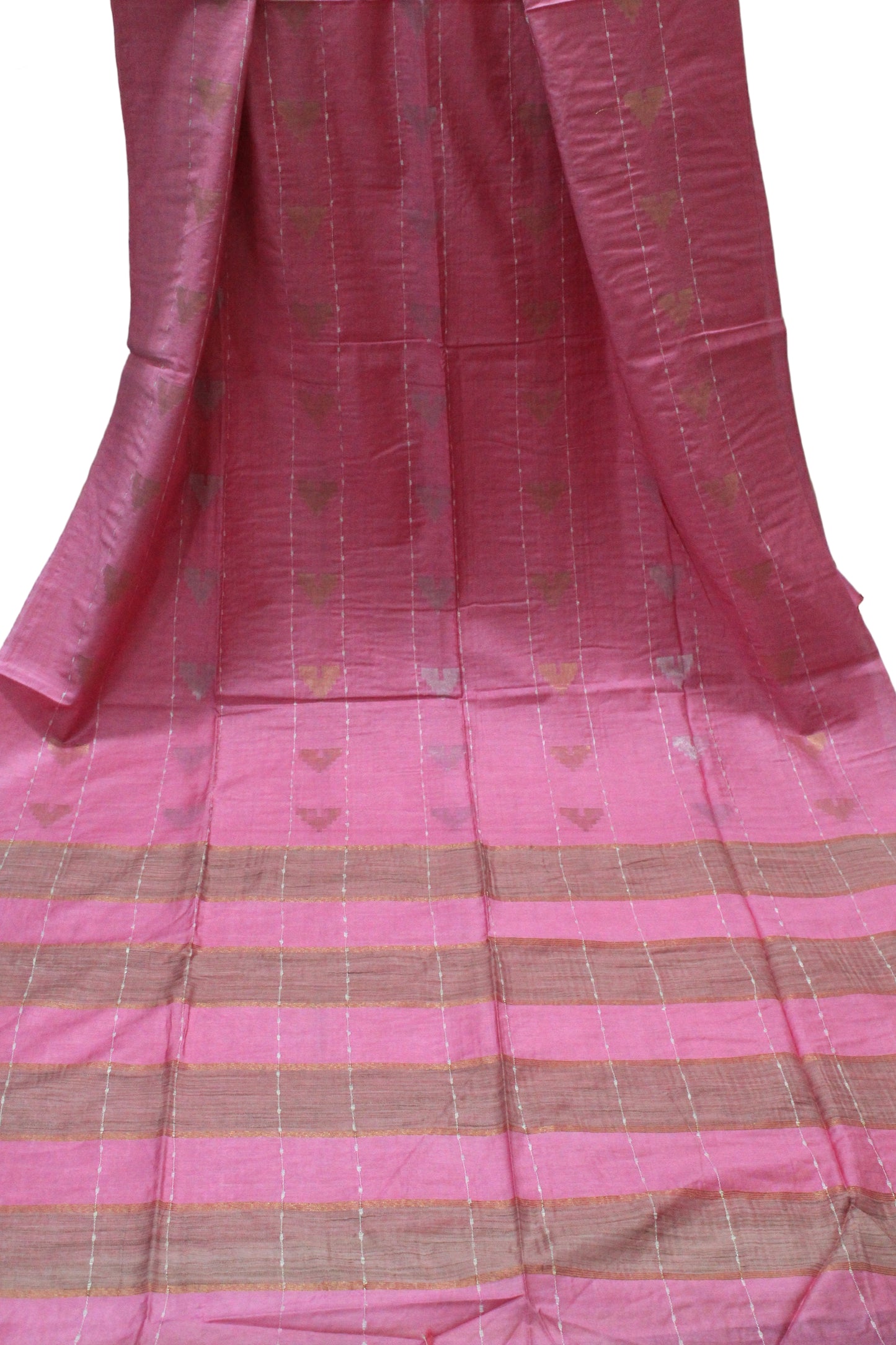 Temple buta without border pink color kota silk Saree