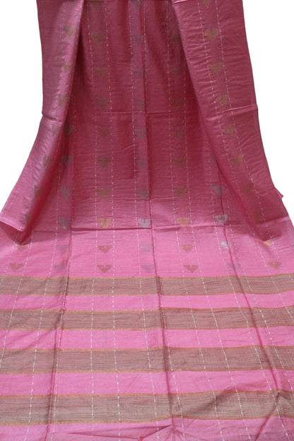 Temple buta without border pink color kota silk Saree