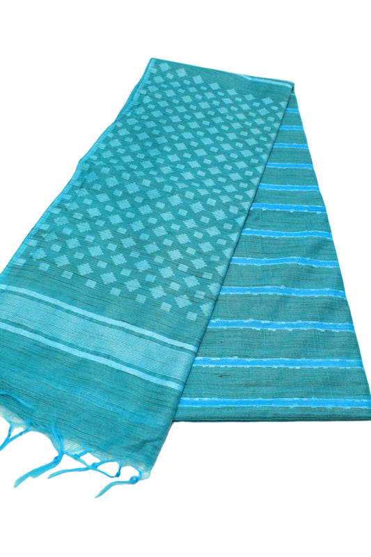 Grand pallu body staple without border jute silk Saree