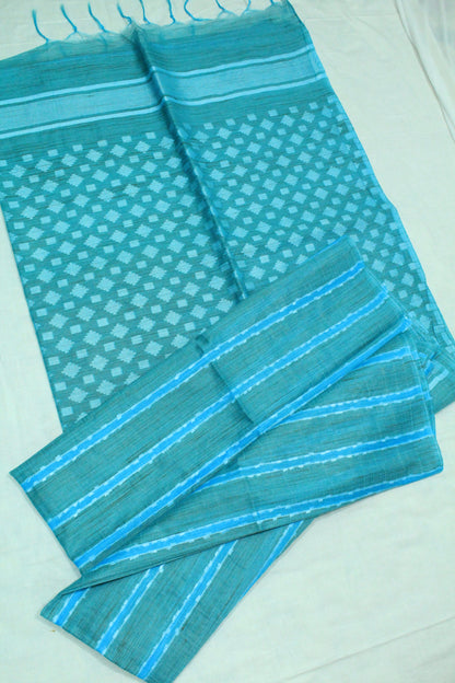 Grand pallu body staple without border jute silk Saree