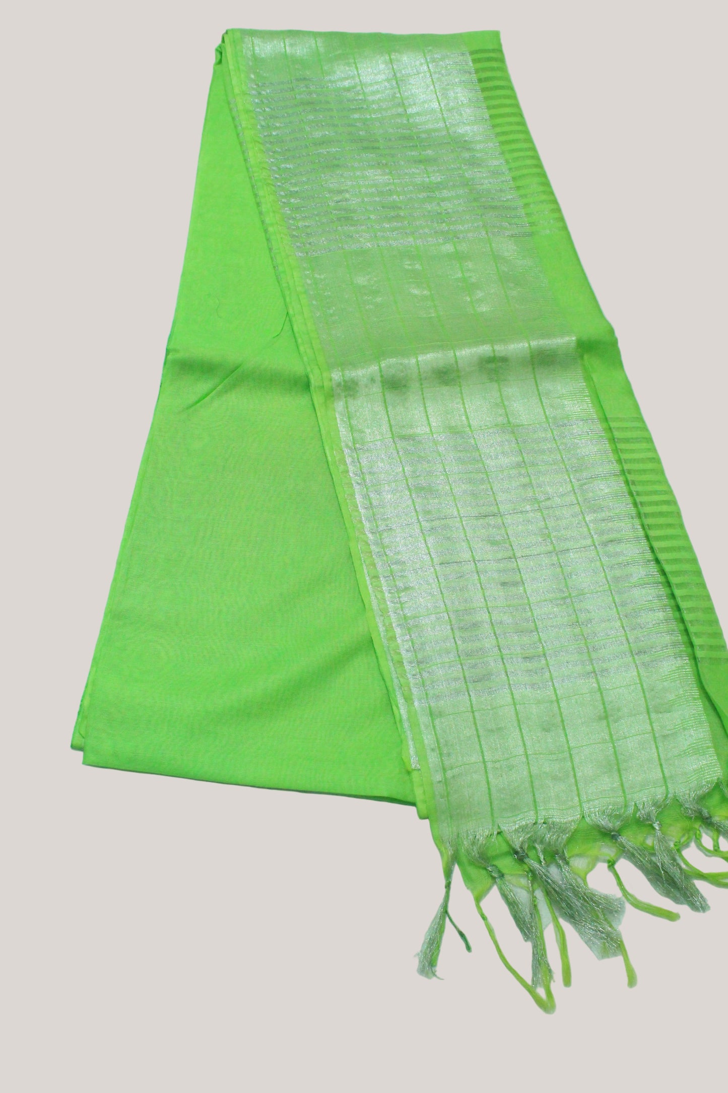 Silver zari  border Handloom doby silk Saree