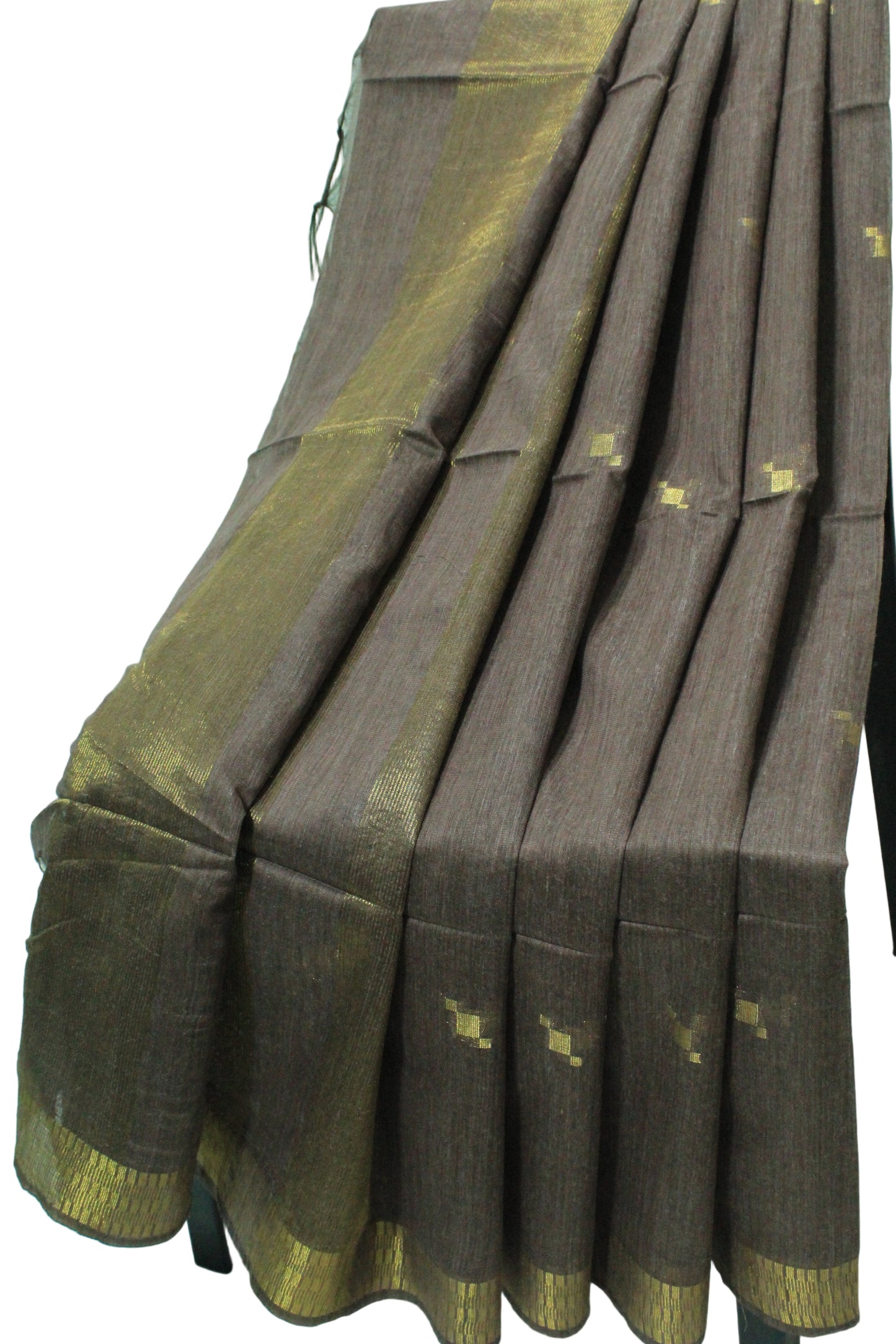 Golden zari buta border Handloom jute silk Saree