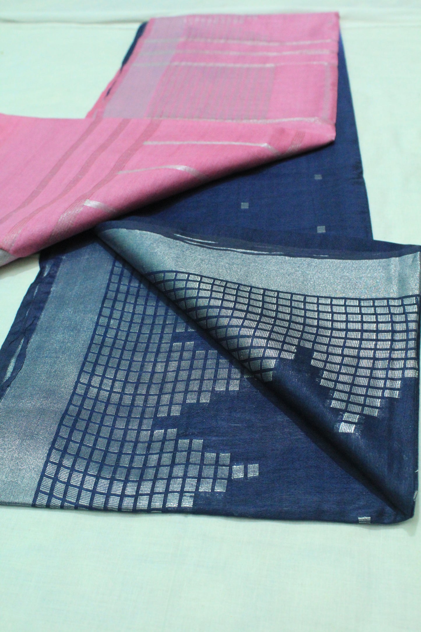 silver buta temple border Hankota silk bhagalpuri