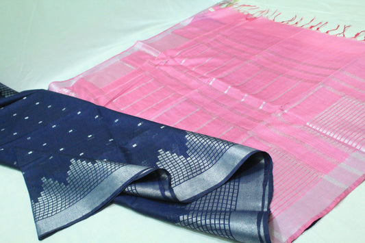 silver buta temple border Hankota silk bhagalpuri