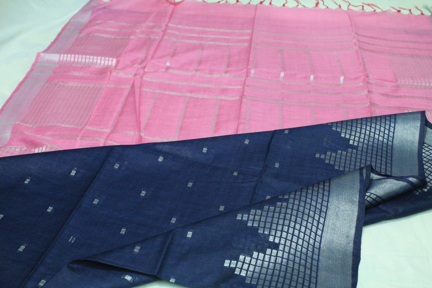 silver buta temple border Hankota silk bhagalpuri