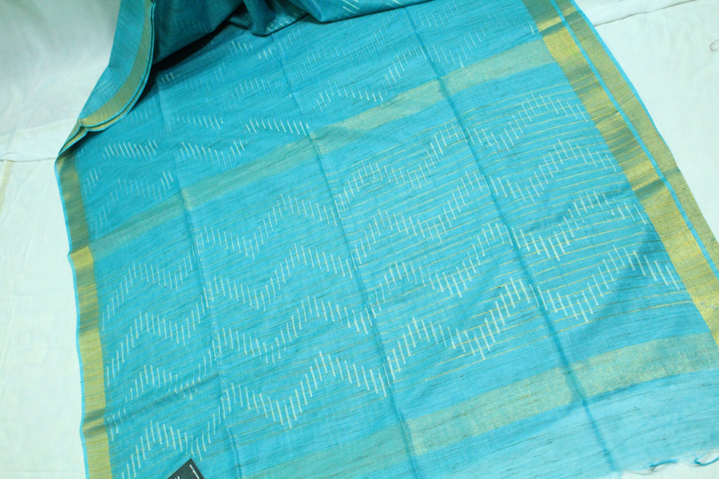 Silk Saree with zari border in sky blue color