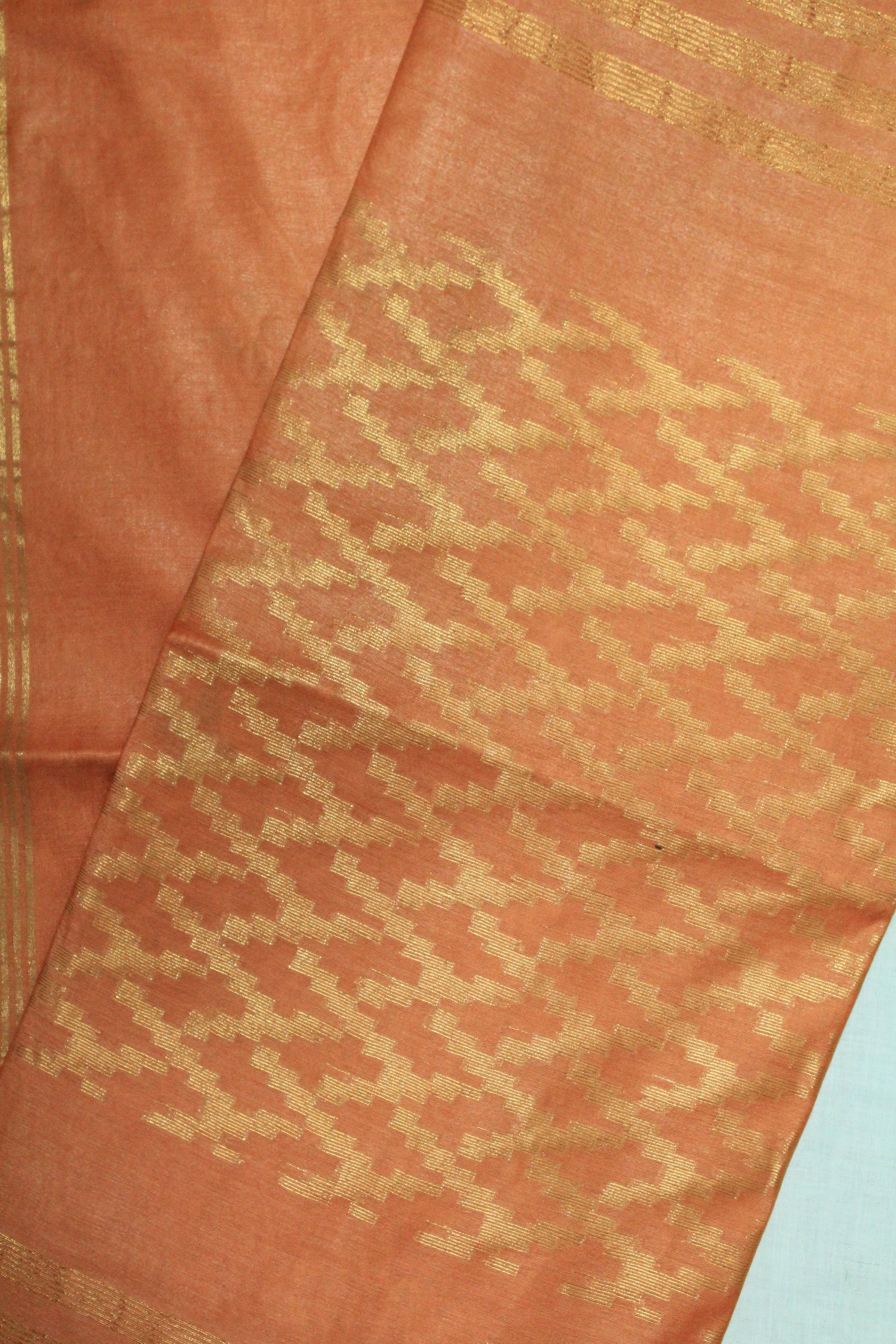 Embroidered festive orange color with zari work