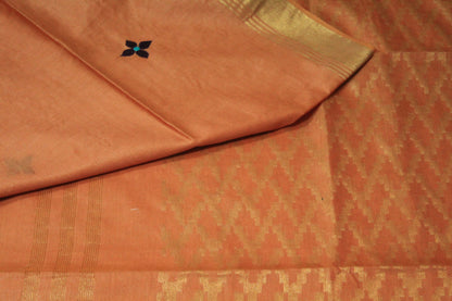 Embroidered festive orange color with zari work
