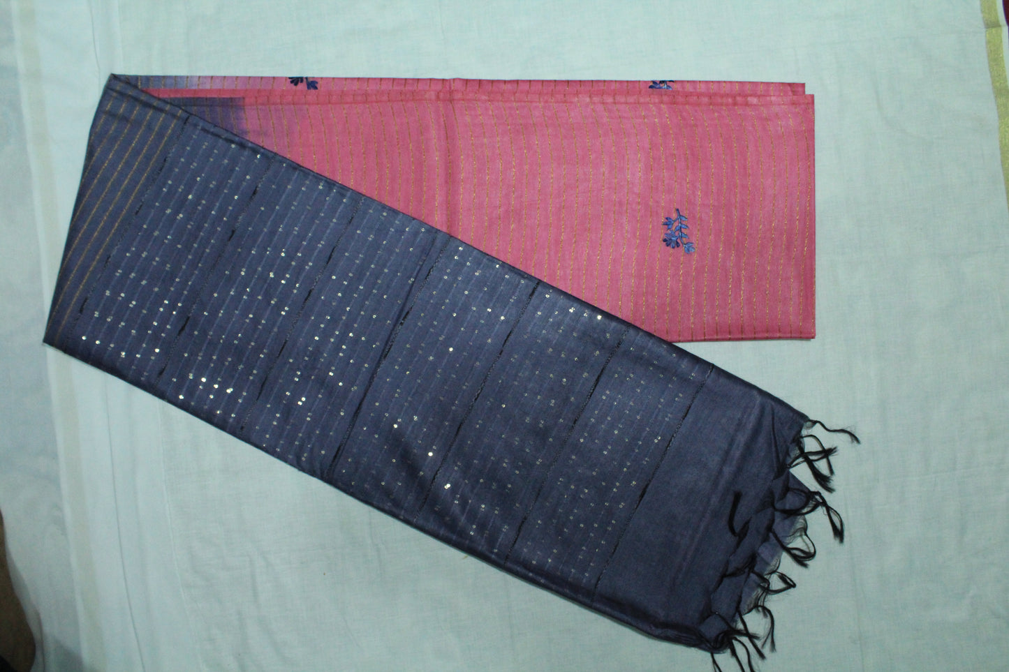 Embroidered with sequence work pink color festive saree