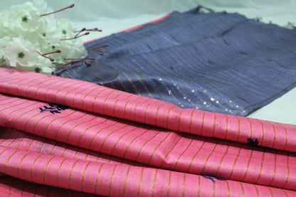 Embroidered with sequence work pink color festive saree