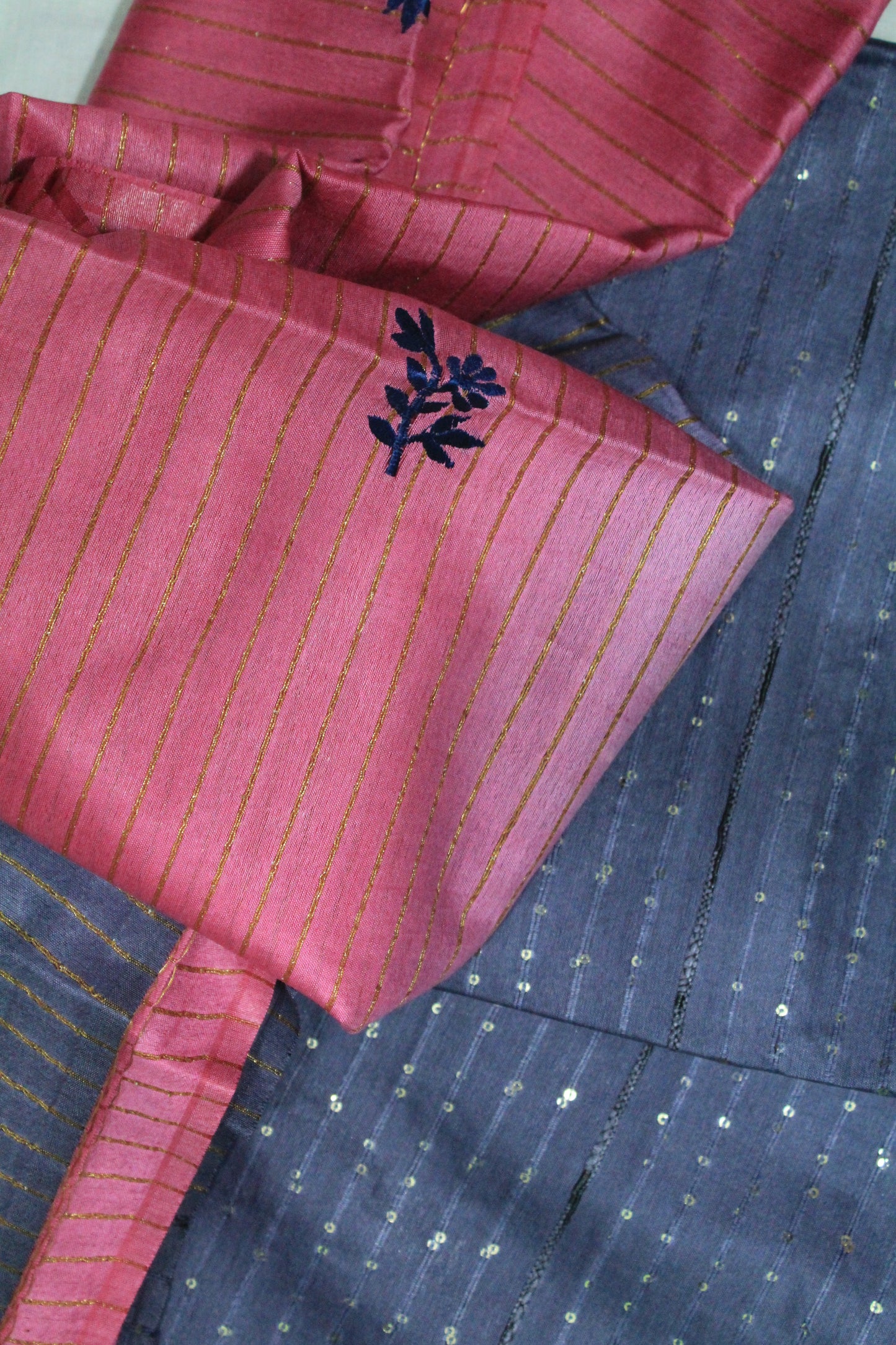 Embroidered with sequence work pink color festive saree