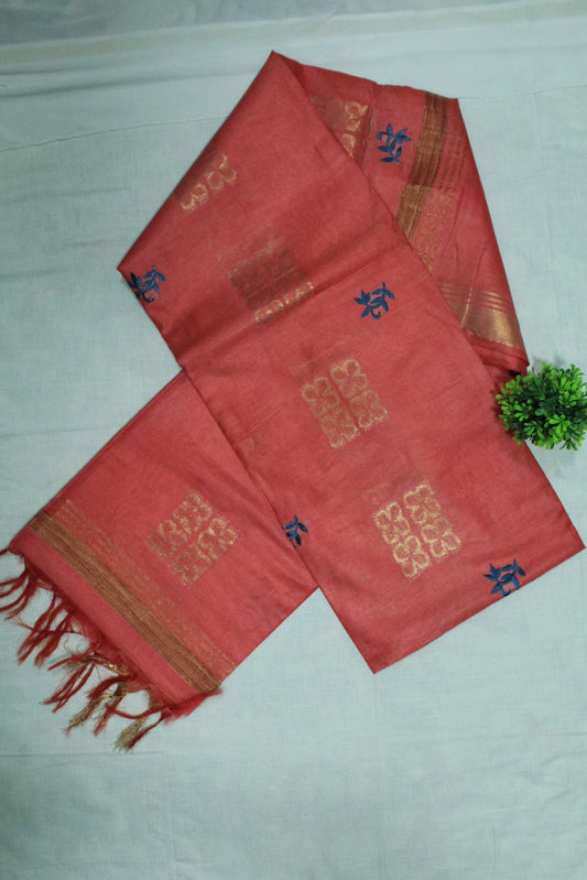 festive pink color saree with embroidery
