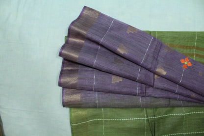 embroidered  double shade green saree with zari work