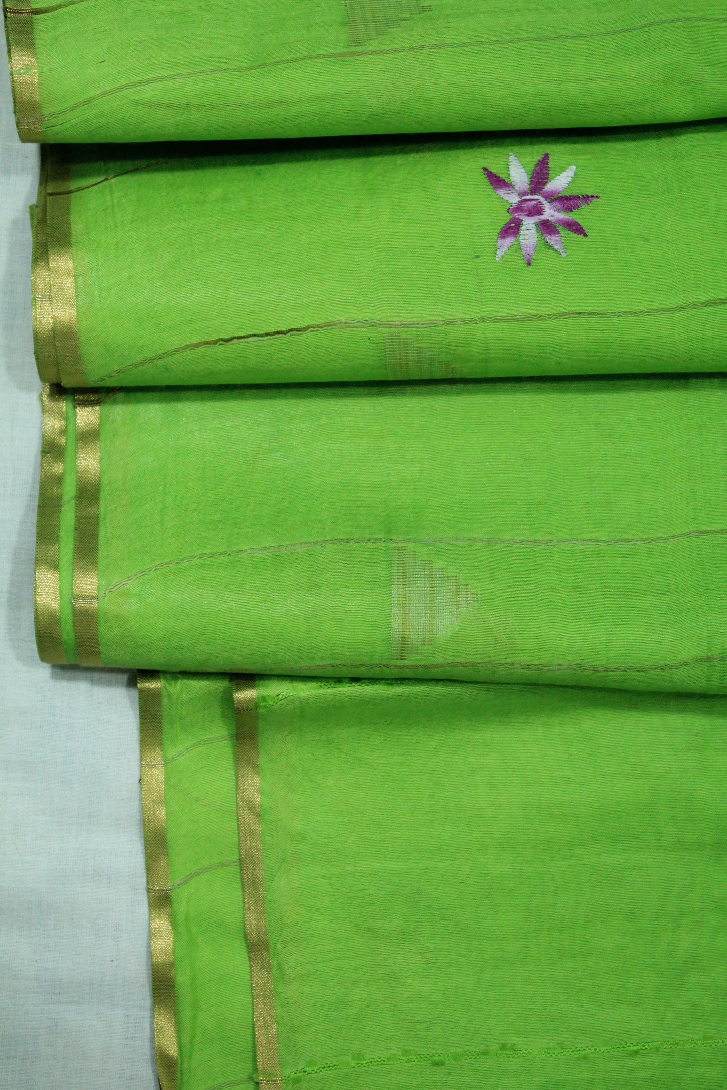Plain green color saree  with embroidered pattern