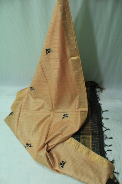 Double shade zari saree with embroidery