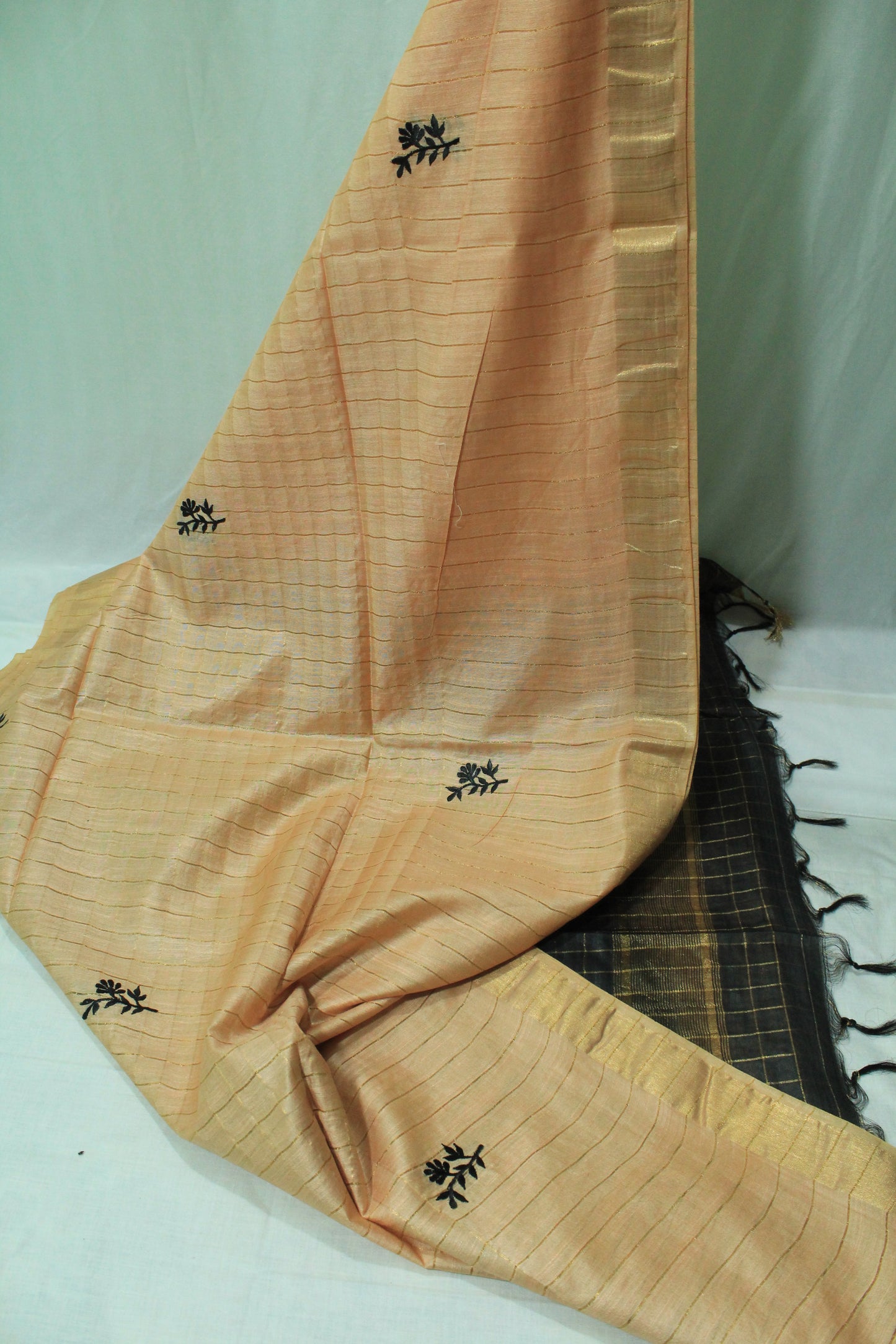 Double shade zari saree with embroidery