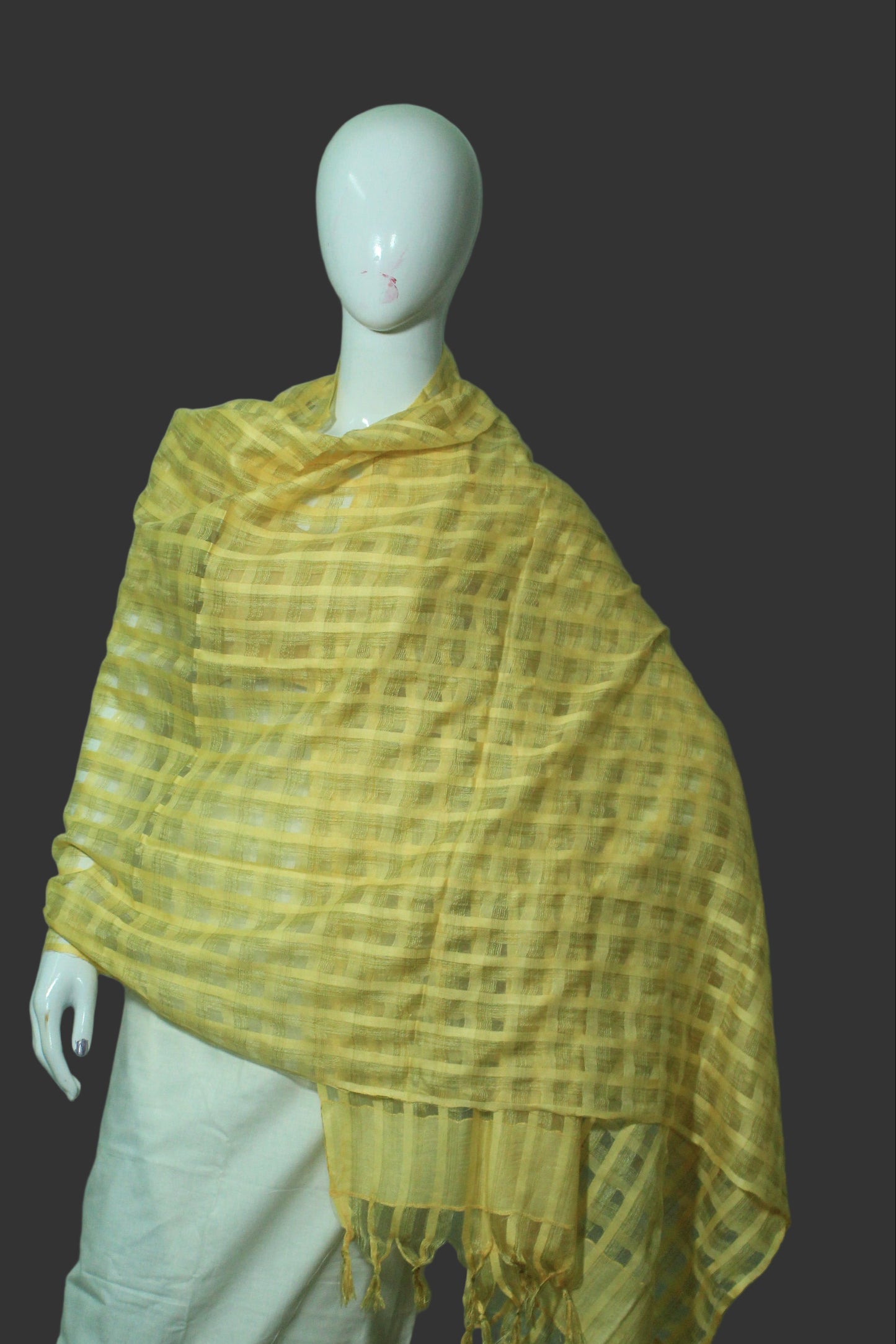Gold patteren checkered dupatta