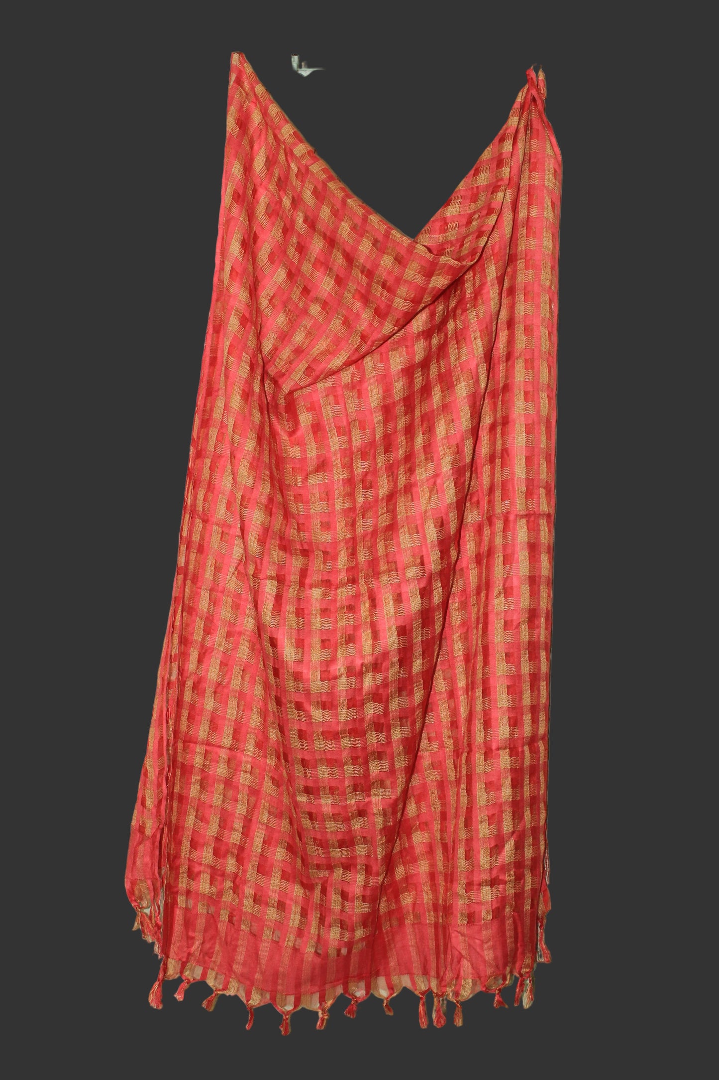 Gold patteren checkered dupatta