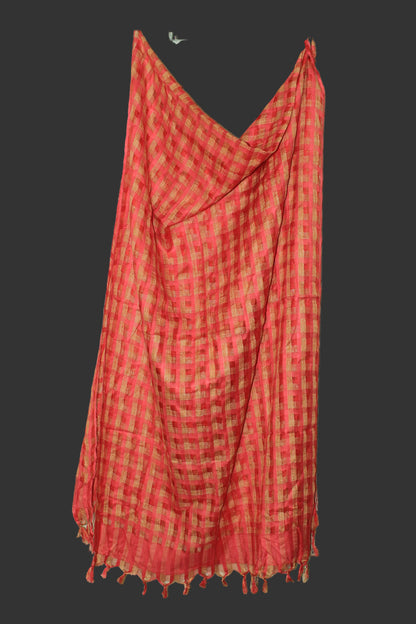 Gold patteren checkered dupatta