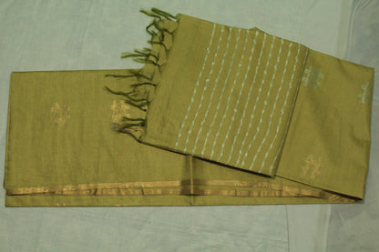 Flower pattern gold color saree suitable for office wear