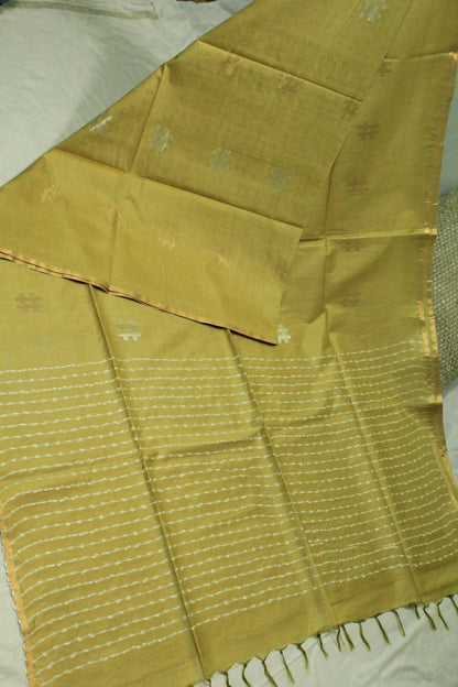 Flower pattern gold color saree suitable for office wear