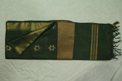 Festive wear green saree with wide golden border