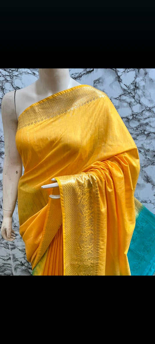 Heavy zari bordered jaqquard Silk festive wear Saree