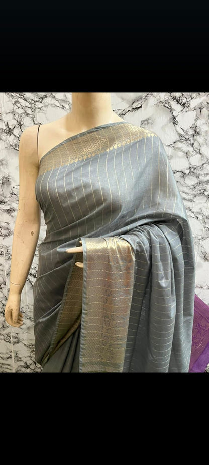 Heavy zari bordered jaqquard Silk festive wear Saree