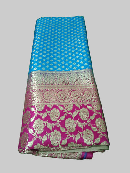 Banrasi Silk saree in blue and pink combination perfect for festive wear